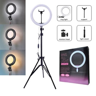 ชุดไฟไลฟ์สด Studio LED Ring Light 26 ขาตั้ง 2.1m ที่จับมือถือ วงไฟมีหลายขนาดให้เลือก tripod stand