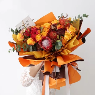 กระดาษห่อดอกไม้กันน้ำ ลายสีพาสเทลทูโทน กระดาษจัดช่อดอกไม้ ห่อบูเก้ ห่อของขวัญ