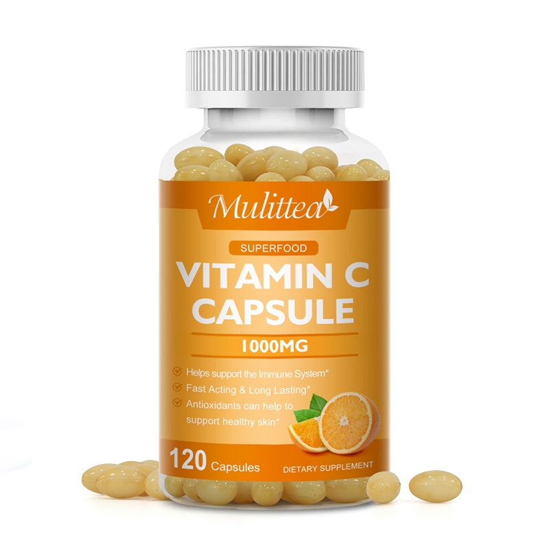 Mulittea Vitamin C 120ชแคปซูลวิตามินซีประสิทธิภาพสูง 1000 มก.สุขภาพสมอง หัวใจ บรรเทาอาการหวัด เสริมภูมิคุ้มกัน สุขภาพผม
