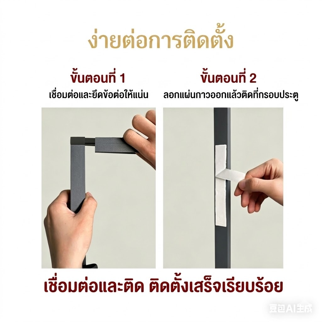 ประตูกันยุง ประตูมุ้ง ประตูมุ้งจีบติดตั้งเอง วงกบประตูอลูมิเนียม กันยุง ระบายอากาศดี ติดตั้งง่าย รูปที่ 6