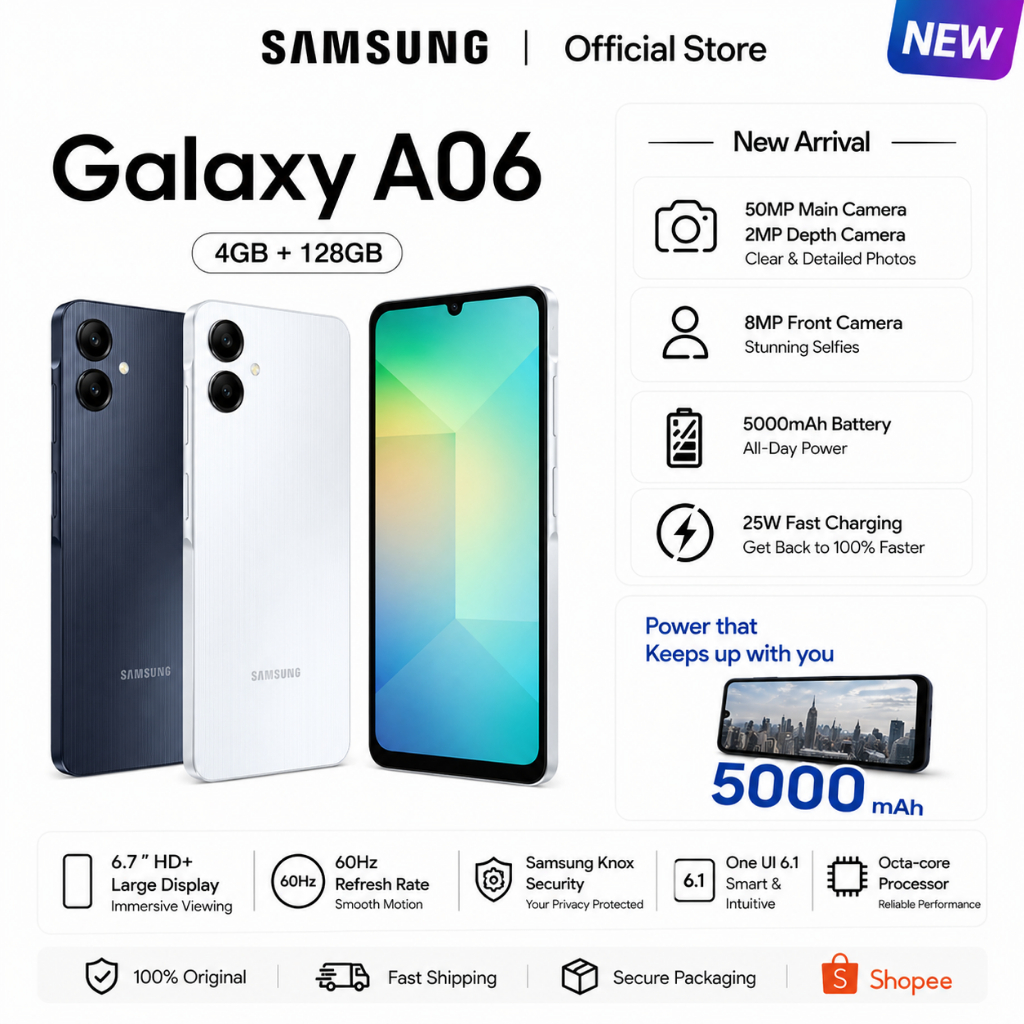 A06 5G Smartphone | 6GB+128GB | MTK Dimensity 6300 | 50MP Main Camera | 90Hz 6.7" HD+