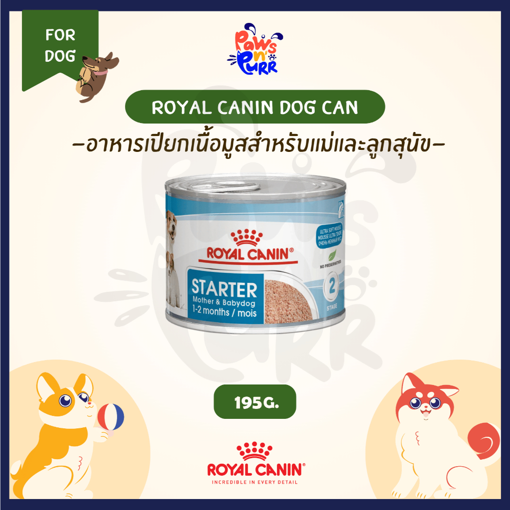 Royal Canin อาหารเปียกสุนัข สูตร Starter Mother&Babydog เนื้อมูส (195g/กระป๋อง)
