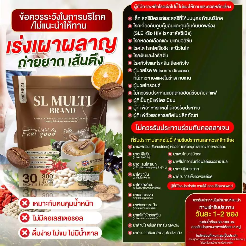 Coffee SL มัลติ คุมหิว ไม่หิวจุกจิก [ Official MMC99_บริษัท ของแท้ ] thumbnail 8