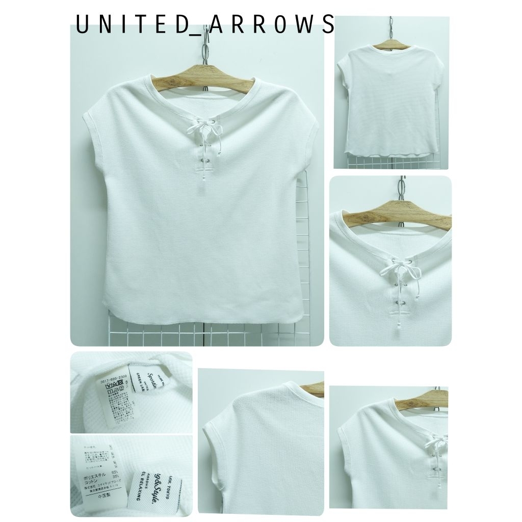 5519. U N I T E D_ A R R 0 W S เสื้อยืดผ้าวาฟเฟิลญี่ปุ่นมือสอง
