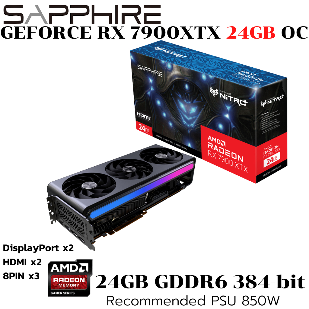 VGA (การ์ดแสดงผล) SAPPHIRE NITRO+ AMD RADEON RX 7900 XTX VAPOR-X 24GB - 24GB GDDR6