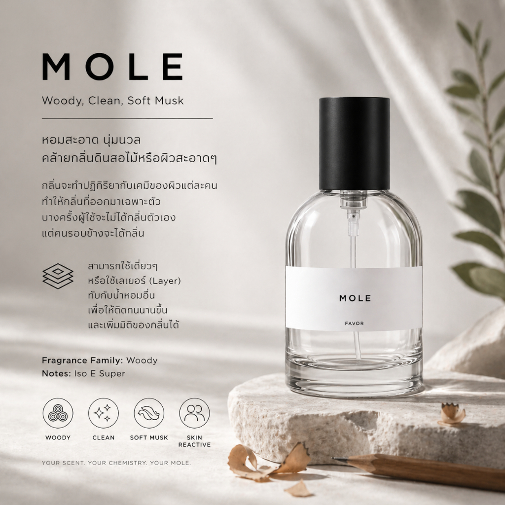 น้ำหอมติดทน Niche Perfume MOLE Woody EDP น้ำหอมผู้หญิง น้ำหอมผู้ชาย Skin Scent กลิ่นสะอาด มินิมอล