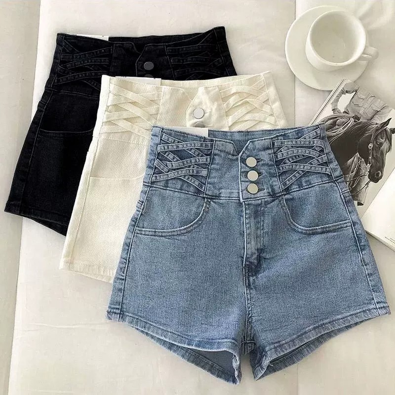 S~5XL Denim Shorts กางเกงขาสั้นผ้ายีนส์เอวสูงพิเศษสำหรับผู้หญิงปี 2026 ฤดูร้อนใหม่ออกแบบกางเกงขาสั้นทรงเอทรงหลวมหลวม HOT