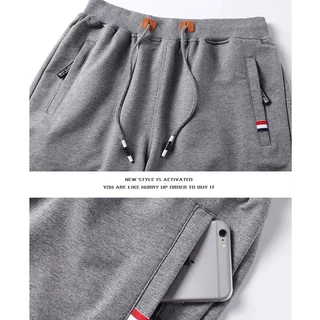 กางเกงขาสั้นผู้ชาย กางเกงขาสั้นเอวยืด หลวม เอวยางยืดเชือกผูก With zipped pockets ระบายอากาศ สบาย