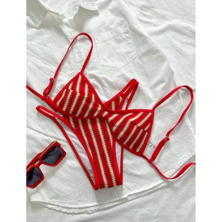 𝑴𝑨𝒀𝑼 𝑺𝑼𝑴𝑴𝑬𝑹 ✨พร้อมส่ง👙🔥บิกินี่ลายทางทรงฮิตp