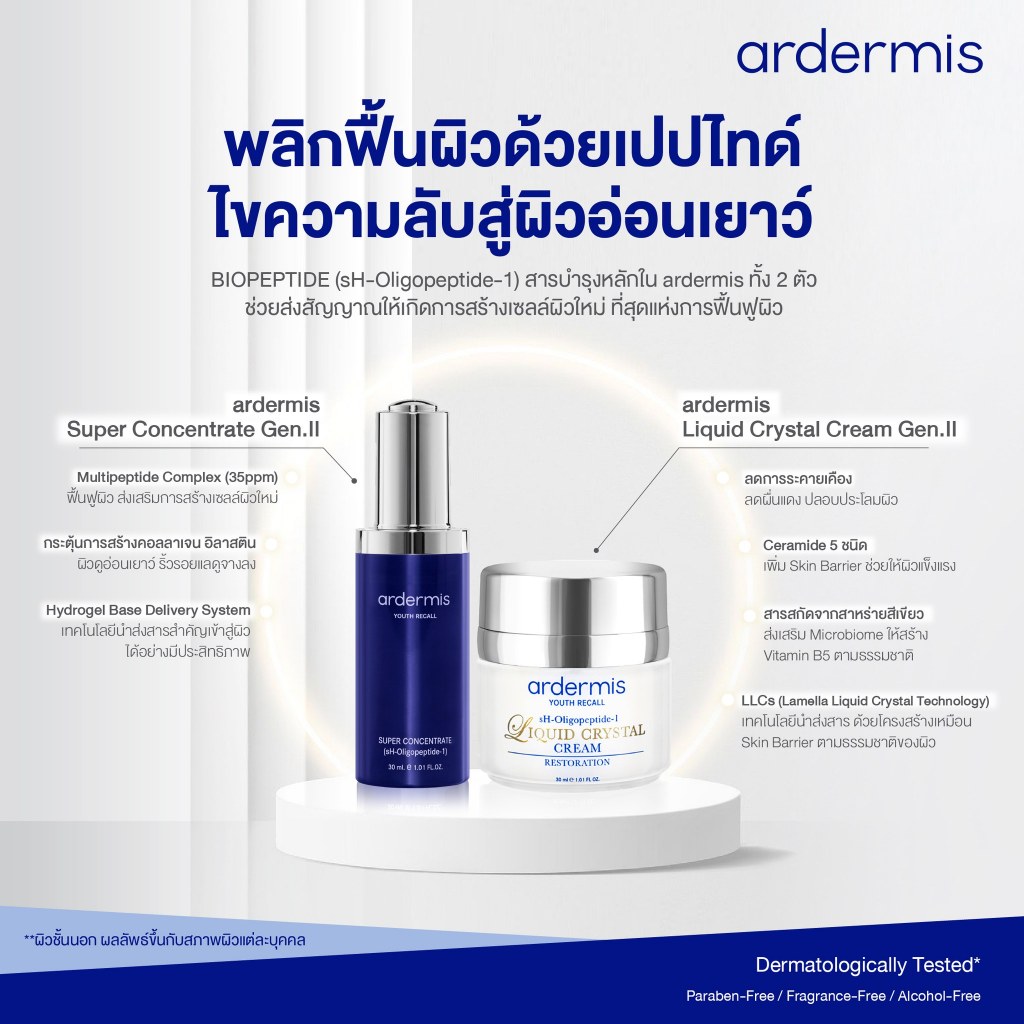 [ardermis Super Recovering Duo Set] Super Concentrate (Gen ll) 30ml (สูตรใหม่) & Liquid Crystal Cream 30ml (Gen ll)