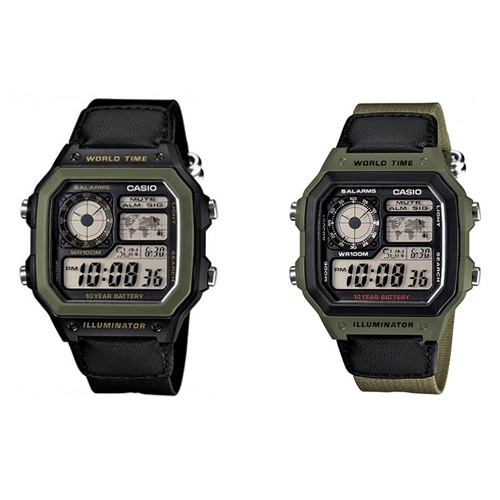 CASIO นาฬิกาข้อมือผู้ชาย สายผ้า รุ่น AE-1200,AE-1200WHB,AE-1200WHB-1B,AE-1200WHB-3B