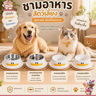 Boqi Factory ชามอาหารสัตว์เลี้ยงน่ารัก ชามใส่น้ำ-ใส่อาหารสุนัขและแมว Duckbowl