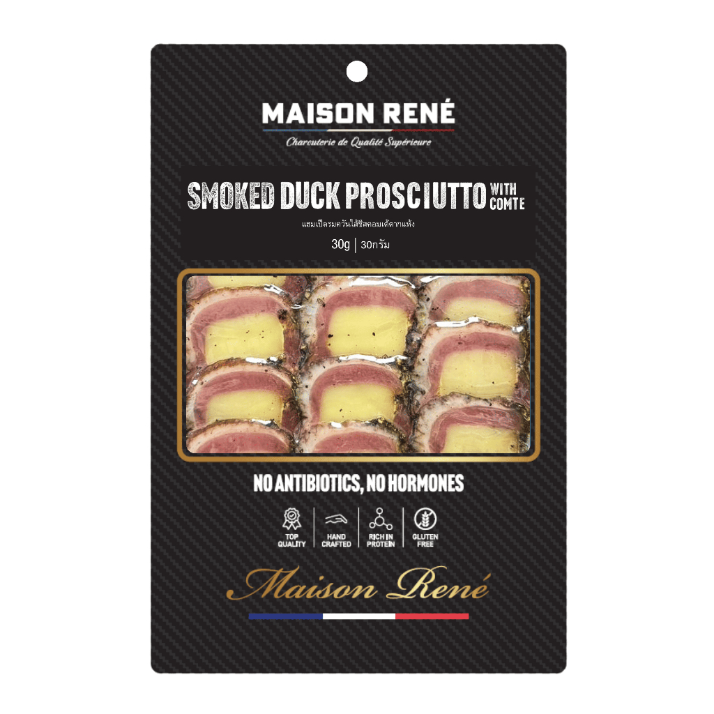 Smoked Duck Prosciutto with Comte 30g แฮมเป็ดรมควันตากแห้งใส้ชีสคอมเต้ 30 กรัม