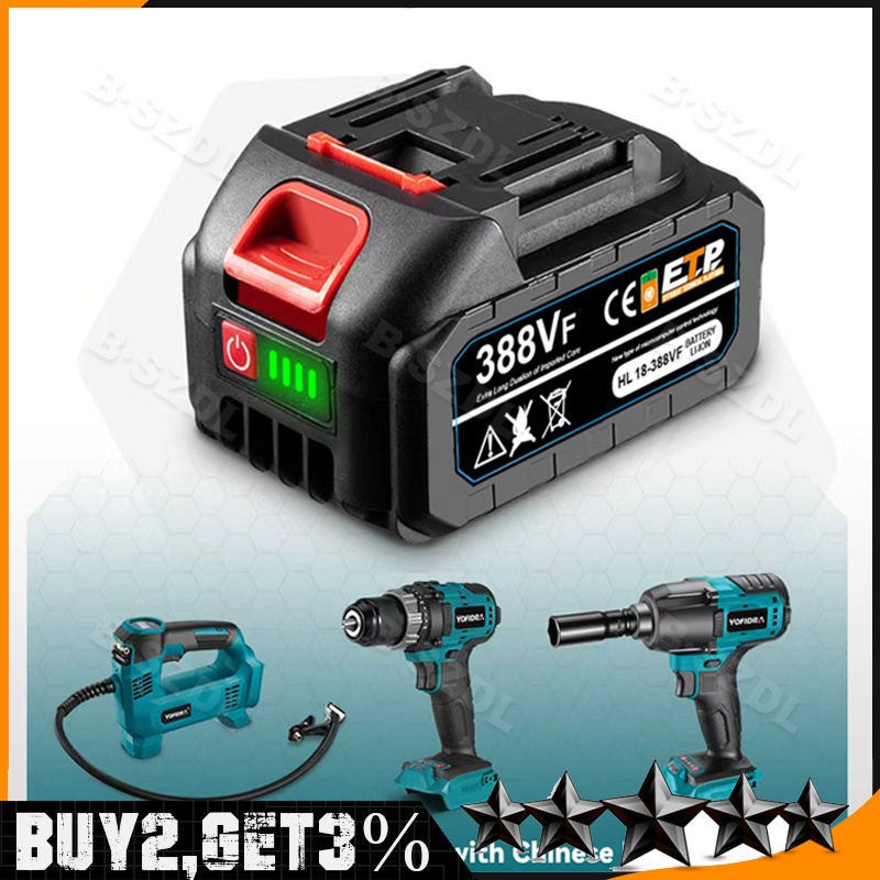 (จัดส่งที่รวดเร็ว) 21V Makita แบตเตอรี่ลิเธียมผสานความจุ 10000-40000mAh ทำงานเสถียร เหมาะกับช่างมืออาชีพใช้งานประจำวัน