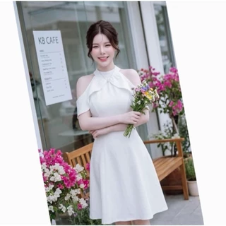 D309 เดรสผ้าบาร์บี้ เปิดไหล่ ยาว 36-37มีไซส์ S-3XL ใส่ทำงาน ออกงาน ทางการ สวยน่ารัก Women Lady Dress