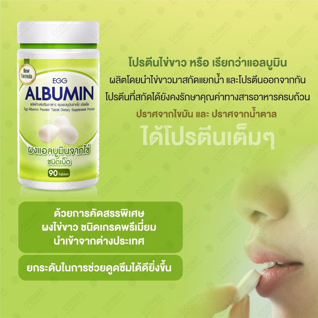 ไข่ขาวเม็ด (90 เม็ด / 30 เม็ด) Egg Albumin โปรตีนสกัดจากไข่ขาว ชนิดเม็ด โปรตีน ไข่ขาว แอลบูมิน cosma รูปที่ 5