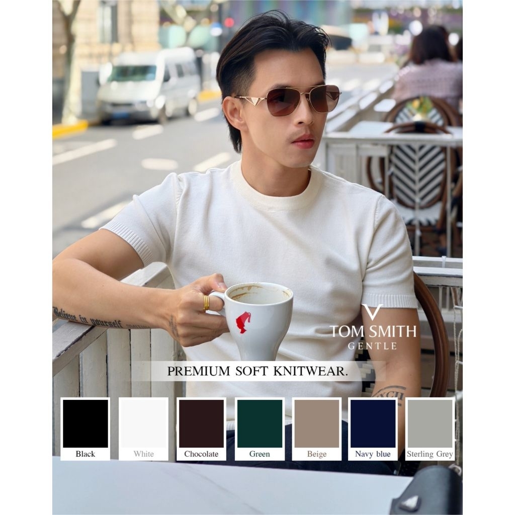 Tom Smith gentle เสื้อยืดคอกลมผ้าถัก รุ่น Premium Soft Knitwear