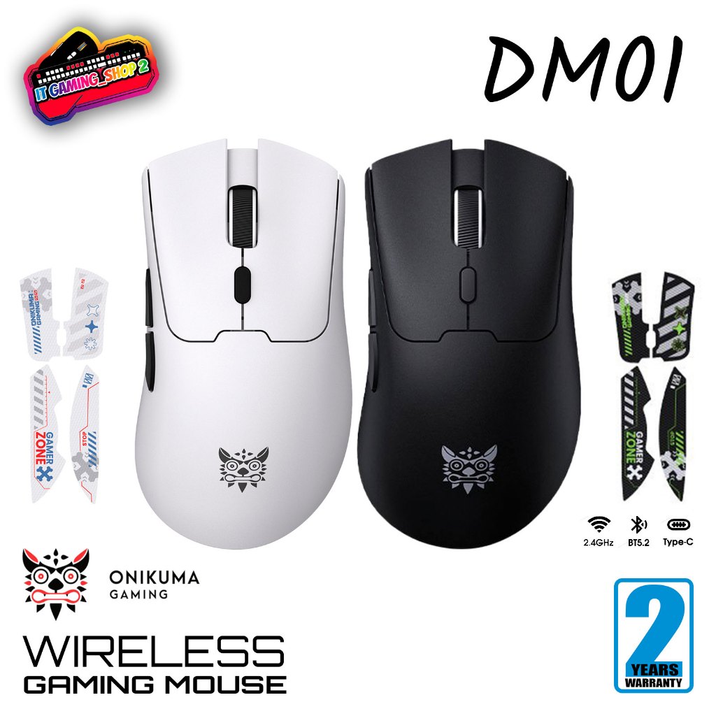 Onikuma DM01 Tri-Mode Gaming Mouse เมาส์เกมมิ่งไร้สาย รองรับ 2.4Ghz/Bluetooth/USB | รับประกัน 2 ปี