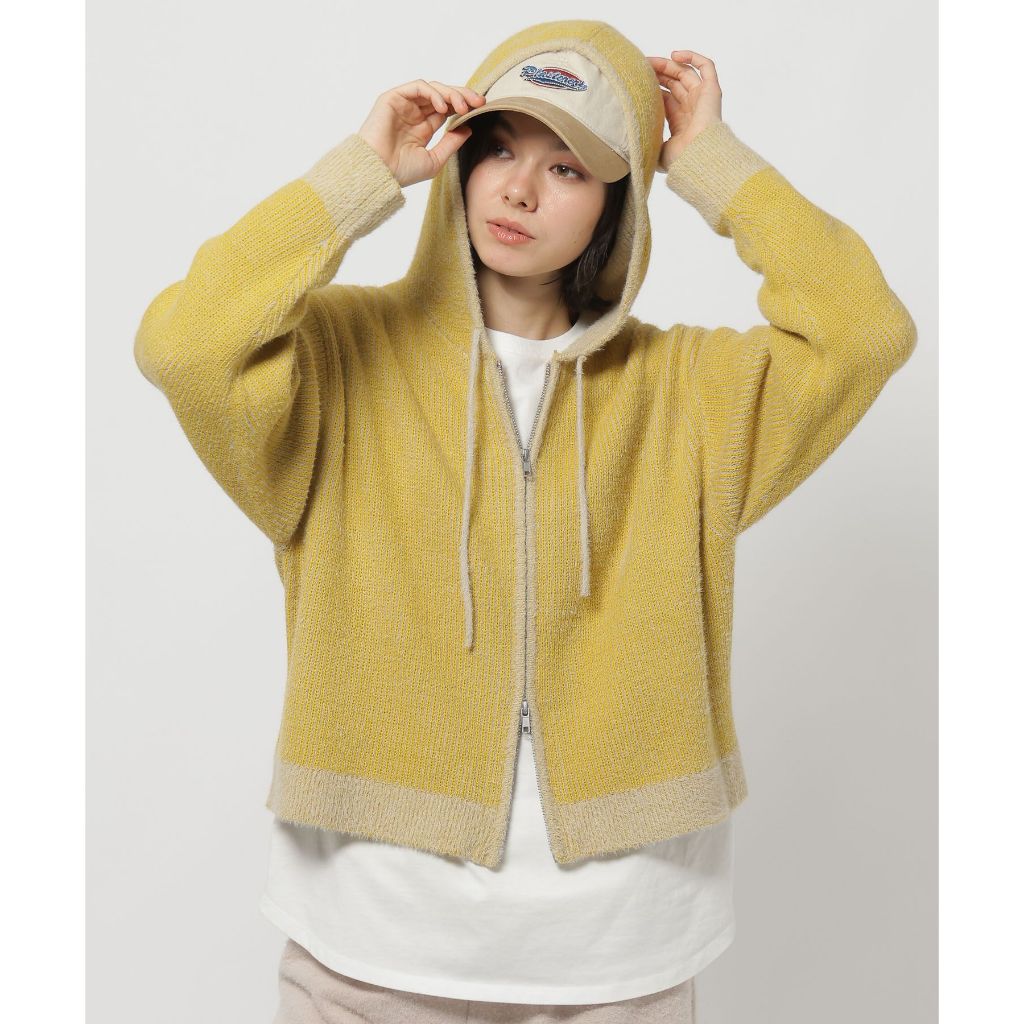 niko and... Two-tone double-zip knit hoodie