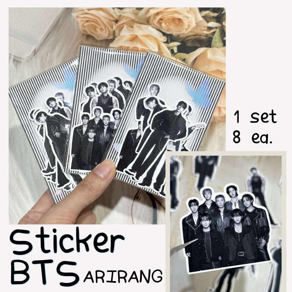 Sticker BTS 🖤 ARIRANG 1 set ได้ 8 ชิ้น สติ๊กเกอร์ PP ขาวด้าน ส่งจากไทย