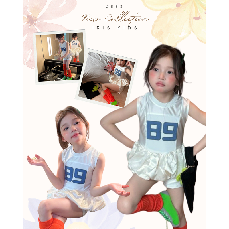 【พร้อมส่ง】「สินค้าลิขสิทธิ์แท้」IRIS KIDS 26ss IKT260377 Sporty Puff 89 Set ชุดเด็กผู้หญิง เสื้อแขนกุด กางเกงขาสั้น สไตล์ส