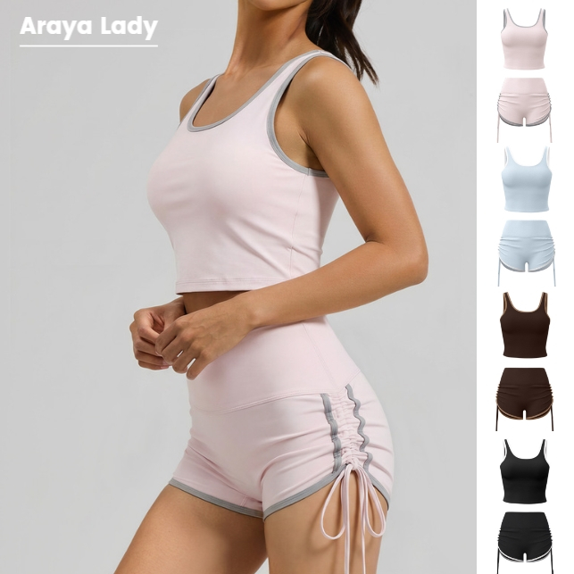 Araya Lady เสื้อผ้ากีฬาผู้หญิง เสื้อกล้ามกีฬา กางเกงขาสั้นเชือกรูด (เสื้อกล้าม JYMB110) / (กางเกง JYMA119) #แยกขายนะคะ