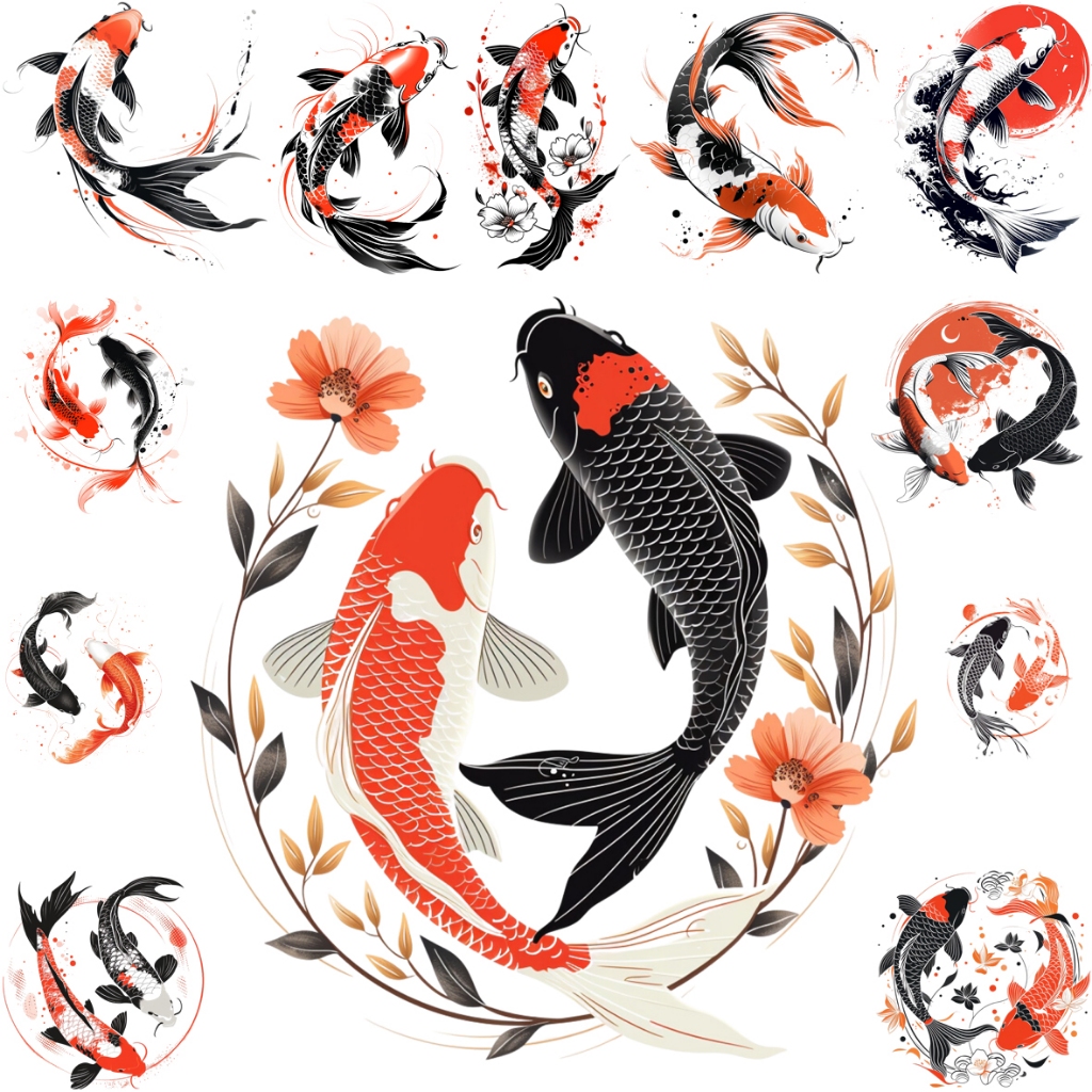 ตัวรีดติดเสื้อ ลาย Koi-Fish ปลาคราฟ สายมู F.407