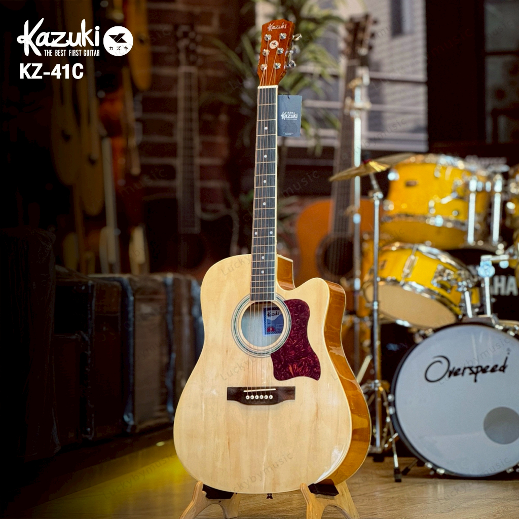 [โค้ดลด500-📸] กีต้าร์โปร่ง +ของแถม Kazuki KZ-41C | K-411C | Kama | แถมฟรี ปิ๊ก4อัน ประแจ ปิ๊กกาด - เลือก set เพิ่มได้