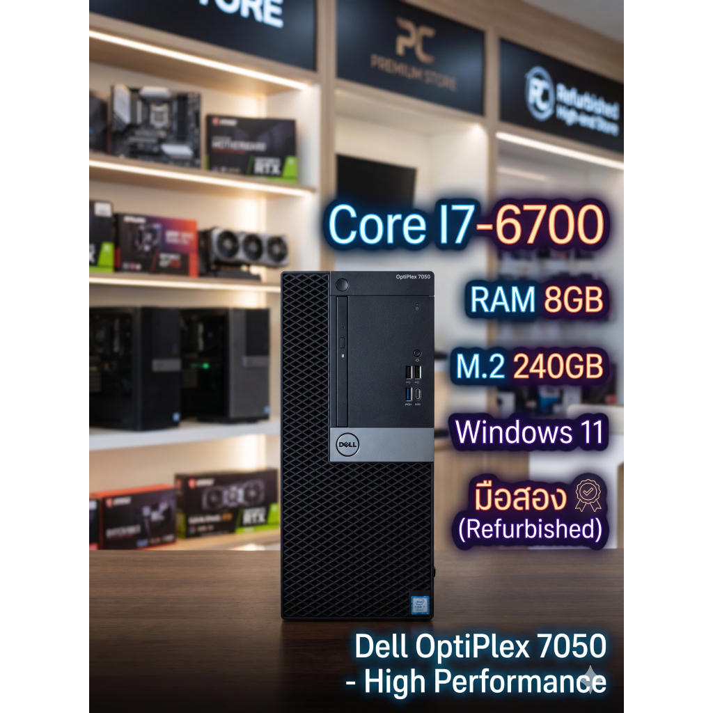Dell OptiPlex 7050 (Intel Core i7-6700 / RAM 8GB / SSD M.2 240GB) คอมพิวเตอร์มือสองสภาพดี