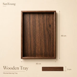 SunYoung ถาดไม้ 🪵 ถาดเสิร์ฟชา ถาดรองแก้ว ถาดรองชามมัทฉะ ถาดวางของ สไตล์ญี่ปุ่น มี 2 สี