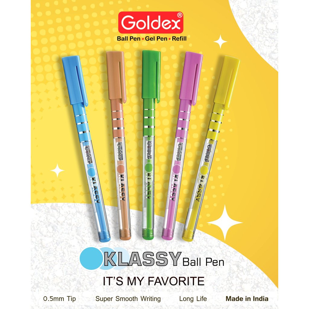 ปากกา Goldex KLASSY Ball Pen ลูกลื่นหัว 0.7 mm หมึกน้ำเงิน แพ็ค 5 แท่ง