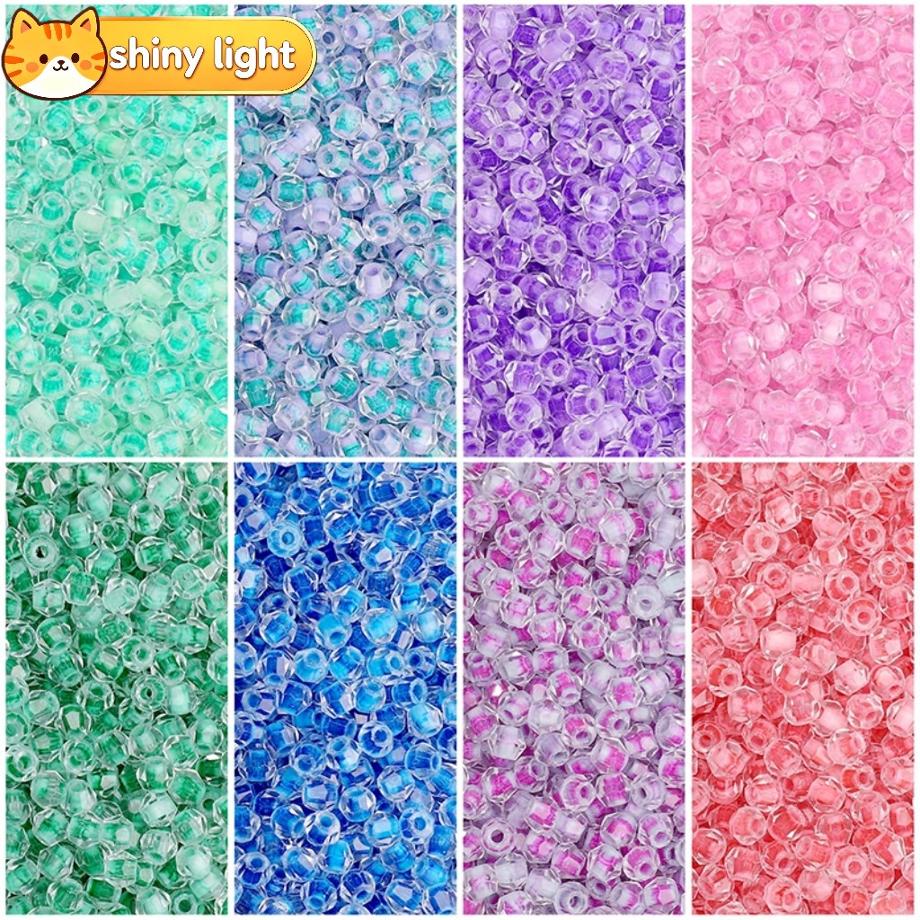ลูกปัดข้าวสารแก้วพรีเมี่ยมทรงสองหัว 4 มม. อุปกรณ์ DIY ทำสร้อยข้อมือ สร้อยคอ เครื่องประดับ