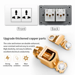 เต้ารับคู่มีกราวด์ ปลั๊กกราวด์คู่ หัวปลั๊กไฟ Universal Wall Plug Socket ปลั๊กไฟติดผนัง เต้าเสียบปลั๊กไฟ เต้ารับสากล