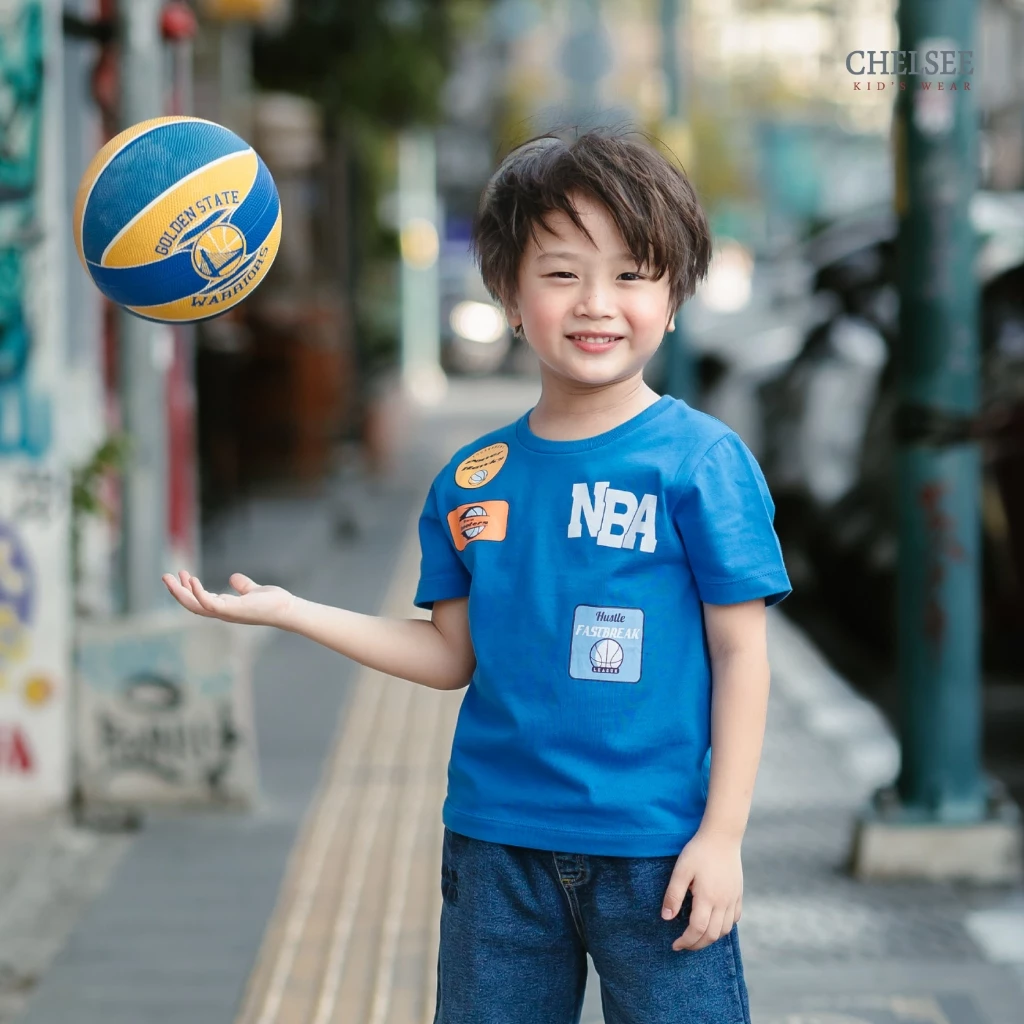 Chelsee เสื้อยืดคอกลม แขนสั้น ลายบาสเกตบอล ผ้า 100%Cotton เด็กผู้ชาย อายุ 1.5-10 ปี เสื้อผ้าเด็กโต รุ่น 128269