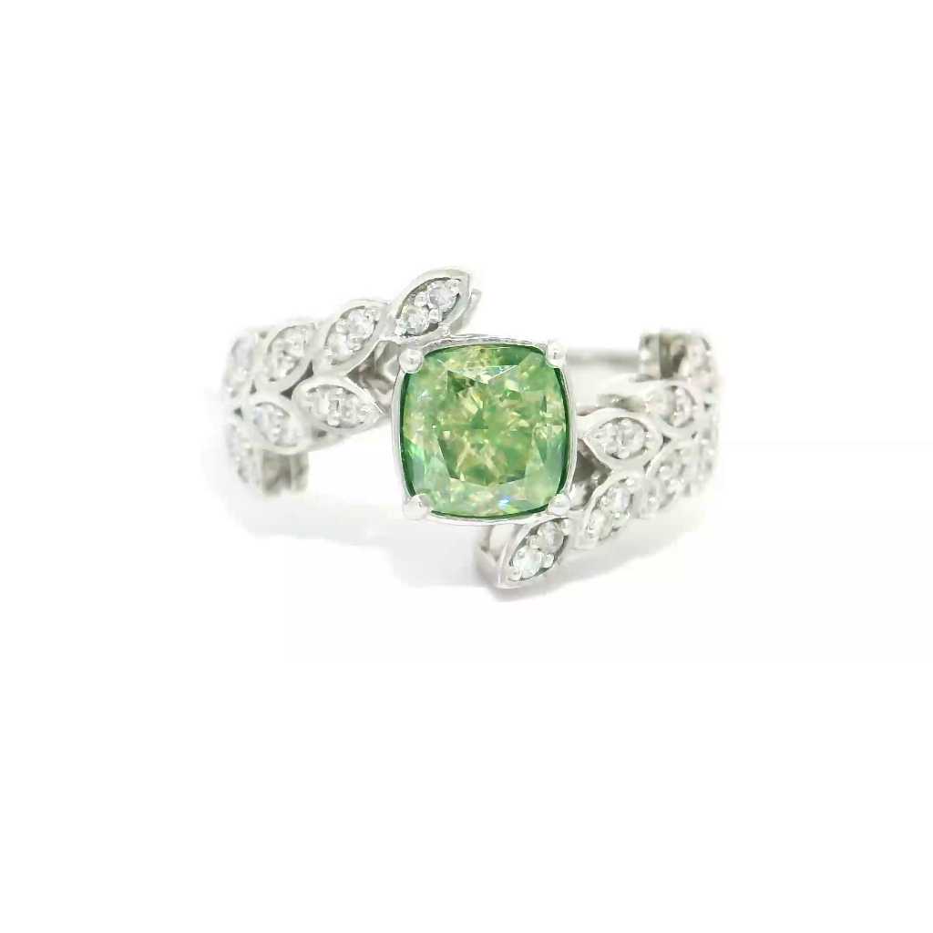 1.03 Carat Fancy Brownish Greenish Yellow VS1 Clarity Diamond Ring