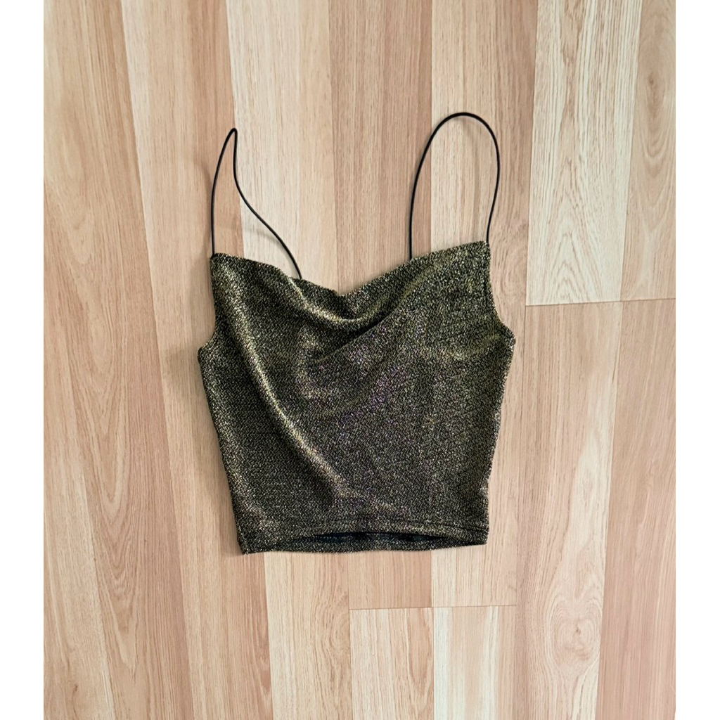 h&m metallic crop top