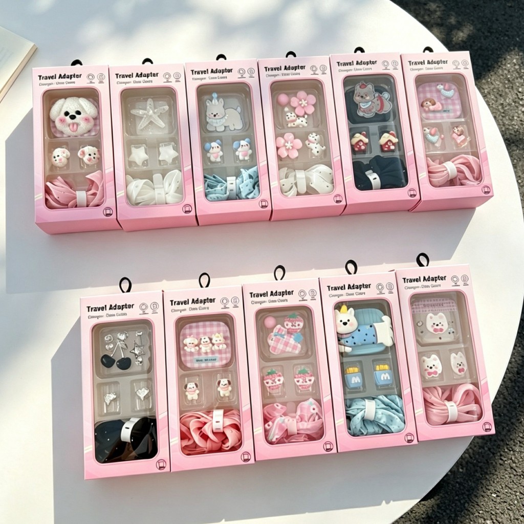 【 กล่องชมพู 】 ชุดถนอมสายชาร์จ ชุดเเต่งสาย สำหรับ หัวชาร์จ 18วัต 20วัต เคสอะเเดปเตอร์ Adapter 20w 18w 35w
