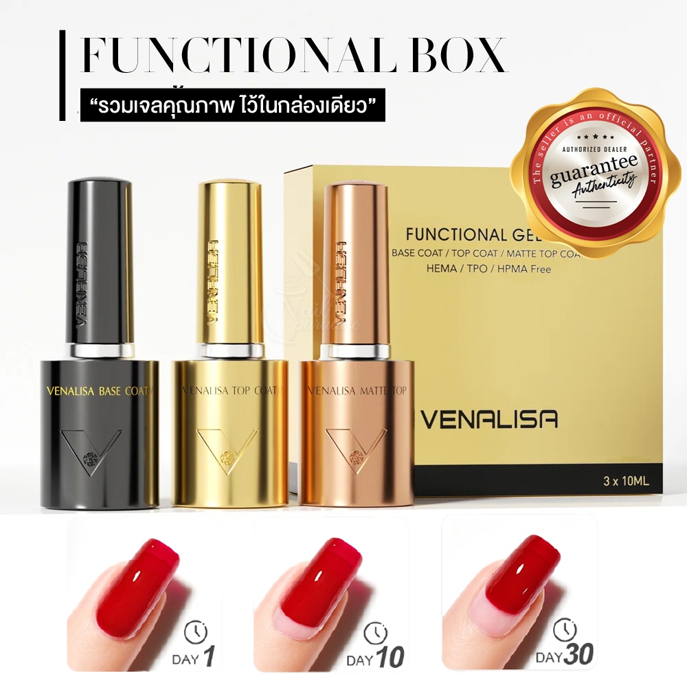 VENALISA เซ็ตยกกล่อง | Select ท็อปเงา ท็อปแมท เบส Top Base coat เงาไม่ดรอป ปกป้องสีเจลจากรอยขีด