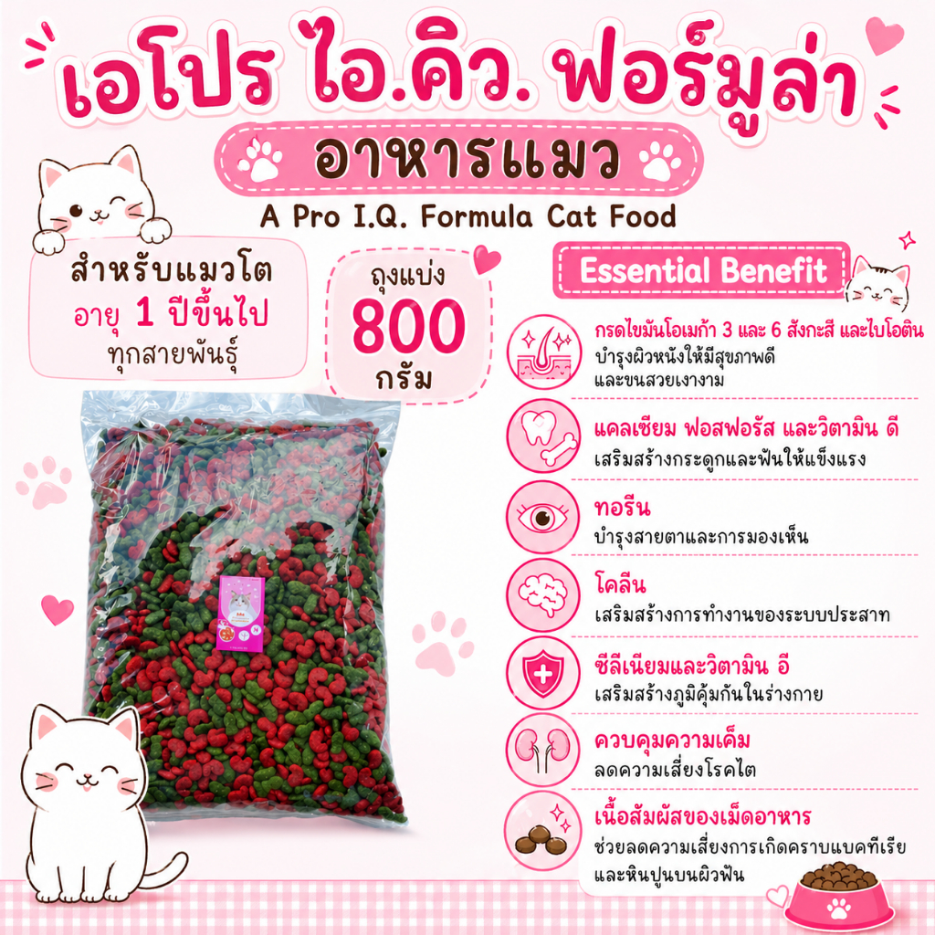 (ถุงแบ่ง)  IQ A PRO อาหารแมว เอโปร สำหรับแมวโต 1 ปีขึ้นไป ทุกสายพันธุ์
