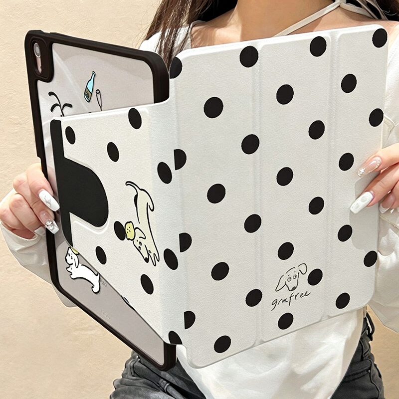 จัด เคส iPad หมุน 360° polkadots Pro12.9 Air8 13 Air7 Air6 Gen12 cute เคสไอแพด Mini7