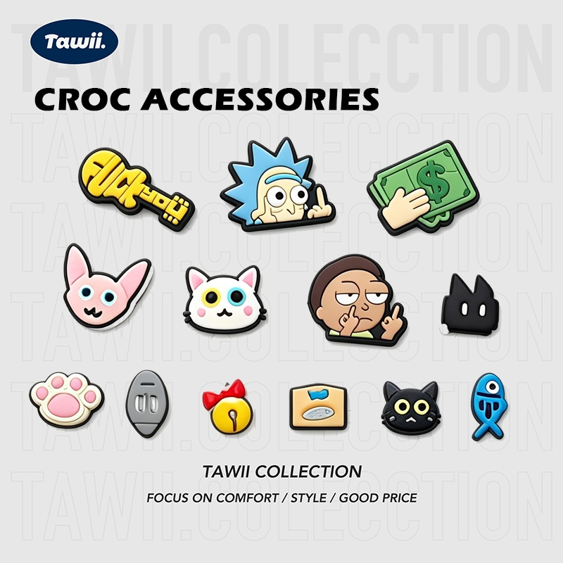Tawii. จิบบิท crocs เสน่ห์รองเท้า Set-5PCS ตัวติดรองเท้า ชุดตัวการ์ตูนติดรองเท้า สำหรับตกแต่ง