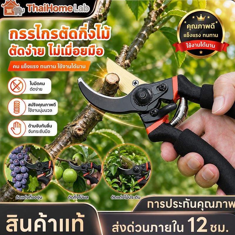 คม กรรไกรตัดกิ่งไม้ Sk5 กรรไกรตัดแต่งกิ่งไม้ รุ่นงานหนัก กรรไกรตัดหญ้า แต่งสวน กรรไกรแต่งกิ่ง คีมตัดกิ่ ของแท้ 100%