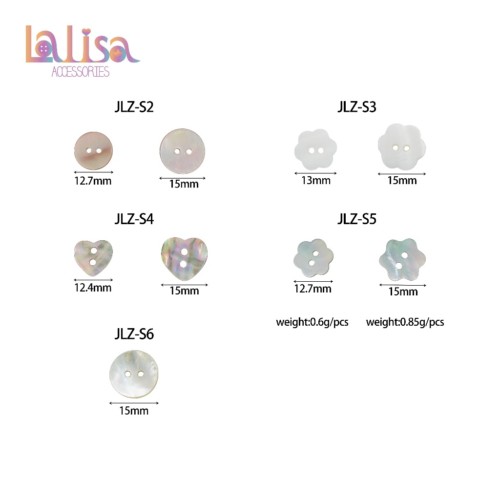กระดุมดีไซน์เรียบหรู เงาสวยธรรมชาติ เพิ่มความพรีเมียมให้เสื้อผ้าshell button JLZ-S2-S6