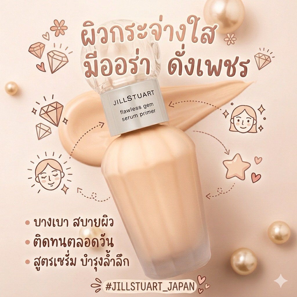 ‼️ร้านนี้ถูกที่สุด‼️Jill Stuart Flawless Gem Serum Primer เป็นเมคอัพเบสที่เน้นความฉ่ำโกลว์แบบลูกคุณหนู