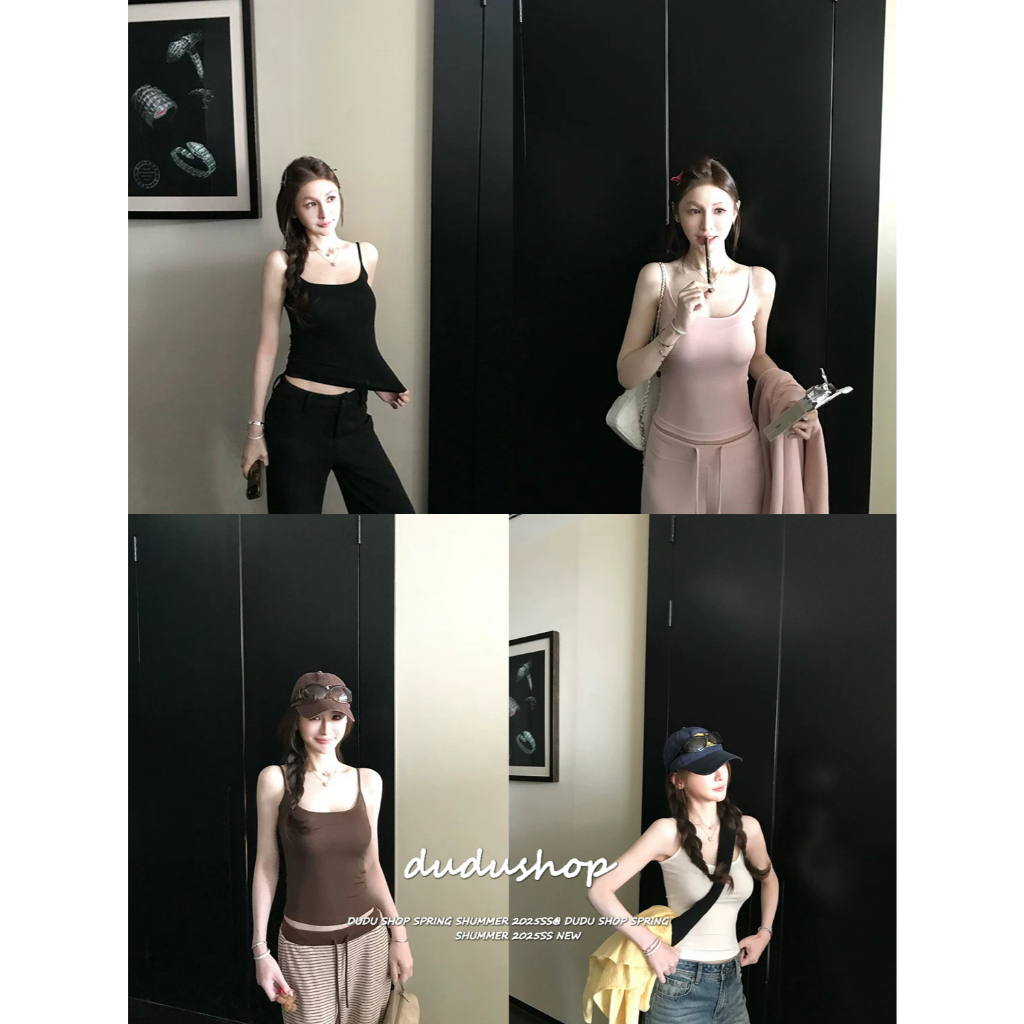 [Cool thin fabric, trendy vest]สไตล์เกาหลีผู้หญิงเทรนด์สีทึบสบาย ๆ สบายปิดไหล่เสื้อกั๊ก