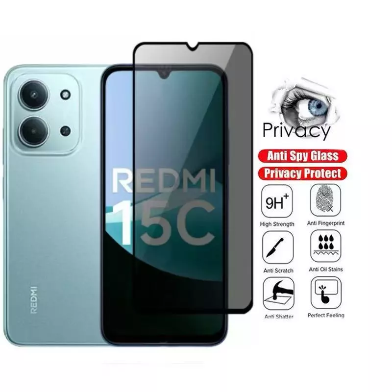ฟิล์มกระจก เต็มจอ สำหรับXiaomi Redmi15 15C / Poco C85 กันมองกันเสือก Redmi 15C
