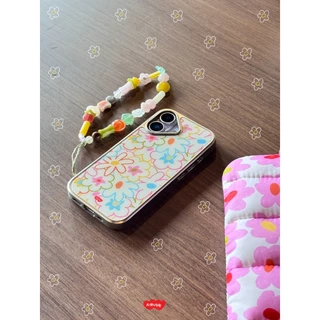 *เฉพาะเคสไม่มีสายให้*amuse.stuff-New phone case silver edge – Sunny daisy pop matte case✨💛