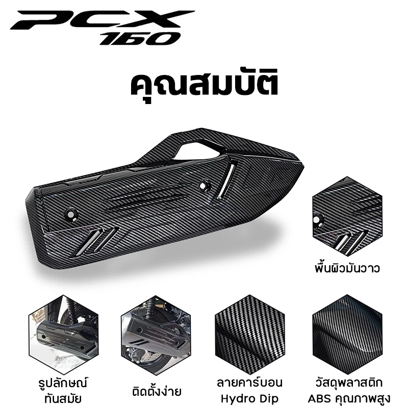 ครอบท่อ/ปลายท่อ/ครอบหม้อน้ำ CLICK 160/PCX 160 2021-2025 ลายเคฟล่า 5D thumbnail 4