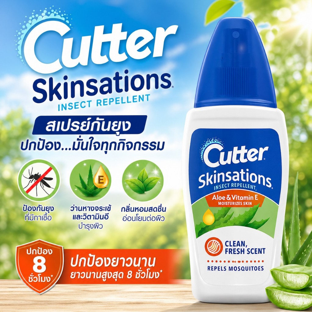 Cutter Skinsations Insect Repellent, Mosquito Repellent สเปรย์กันยุง ไล่แมลง