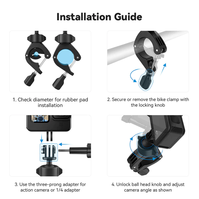 Telesin Gopro / DJI / Insta360 Lightweight Tube Clamp Ring Mount ตัวยึดแคลมป์แบบวงแหวน (TE-HBM-004) thumbnail 7